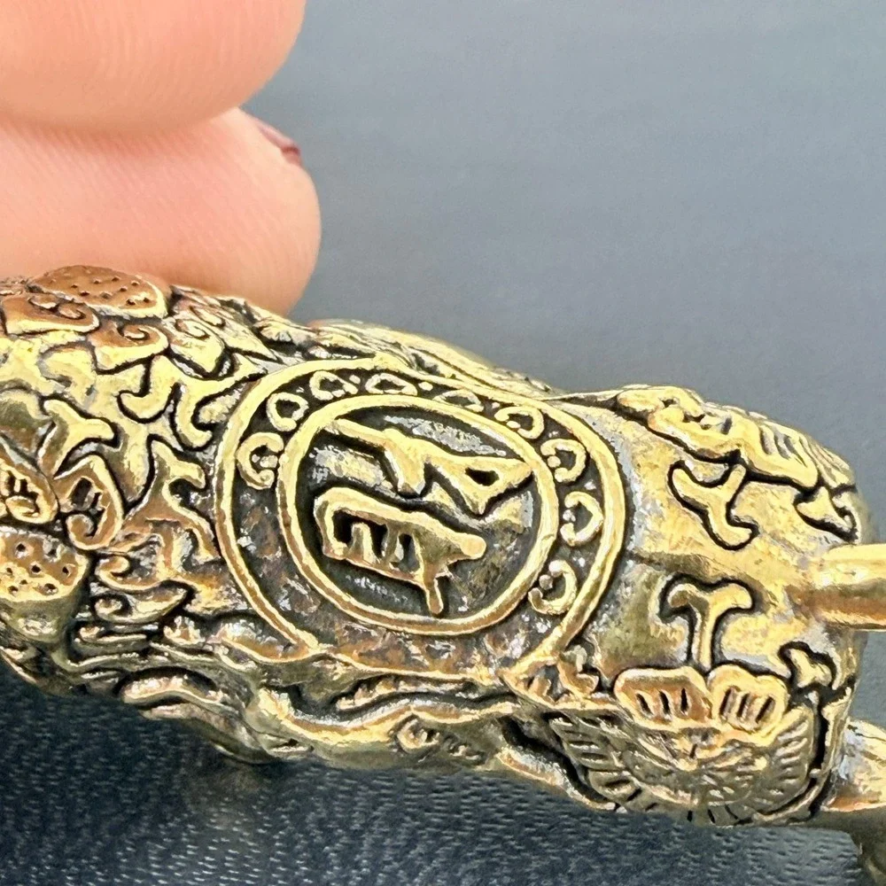 Brass Bull Figurine Miniature Strength Totem Altar Decor Spirit Animal 70s Style